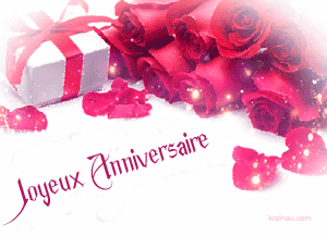 Gif animé joyeux anniversaire fleurs cadeaux